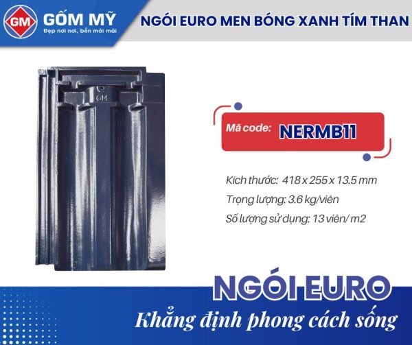 Ngói Euro Men Bóng Tím Than Gốm Mỹ NERMB11